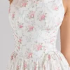Sienna Rose Print stretch katoenen midi-jurk met vetersluiting
