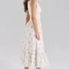 Sienna Rose Print stretch katoenen midi-jurk met vetersluiting