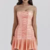 Sirena Sorbet satijnen strapless mini-jurk