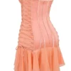 Sirena Sorbet satijnen strapless mini-jurk