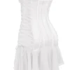 Sirena witte strapless mini-jurk met vetersluiting