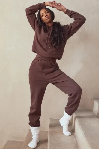 Sky Chocolate joggingbroek met fleece achterkant