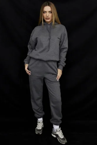 Sky donkergrijze joggingbroek met fleece achterkant