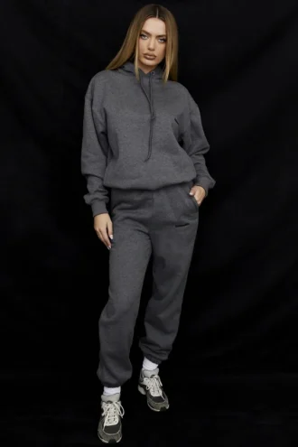 Sky donkergrijze joggingbroek met fleece achterkant