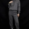 Halo donkergrijze oversized Hoodie met katoenen fleece binnenkant
