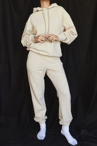 Sky Oatmeal joggingbroek met fleece achterkant