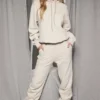 Sky Oatmeal joggingbroek met fleece achterkant