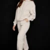 Sky Oatmeal joggingbroek met fleece achterkant