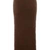 Sloane chocoladebruine maxi-rok van zacht katoenbouclé