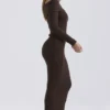 Sloane chocoladebruine maxi-rok van zacht katoenbouclé