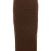 Sloane chocoladebruine maxi-rok van zacht katoenbouclé