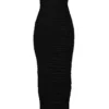 Sofia zwarte strapless maxi-jurk van mesh