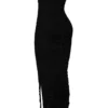 Sofia zwarte strapless maxi-jurk van mesh