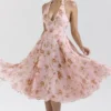Solada Engelse vintage rozenprint georgette halterzomerjurk