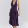 Solada Grape Georgette Halter Zomerjurk