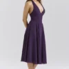 Solada Grape Georgette Halter Zomerjurk