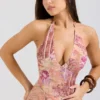 Solada halterjurk van georgette met paisley patchworkprint voor de zomer