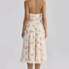 Solada ivoorkleurige midi-halterjurk van georgette met vintage rozenprint