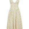 Solada ivoorkleurige vintage halterjurk met bloemenprint van georgette