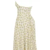 Solada ivoorkleurige vintage halterjurk met bloemenprint van georgette