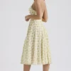 Solada ivoorkleurige vintage halterjurk met bloemenprint van georgette