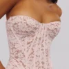 Solaine Babyroze korsettop met bloemenkant en baleinen