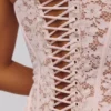Solaine Babyroze korsettop met bloemenkant en baleinen