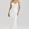 Solaine ivoorkleurige kanten corset maxi-jurk
