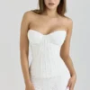 Solaine ivoorkleurige kanten corset maxi-jurk