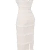 Solana ivoorkleurige maxi-jurk met pailletten en plooien
