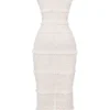 Solana ivoorkleurige maxi-jurk met pailletten en plooien