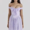 Soleil Orchid mini-jurk met blote schouders