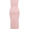 Sophina Perfectly Pink Broderie Anglais Plunge Maxi-jurk