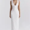 Sophina witte katoenen maxi-jurk met Engelse borduursels