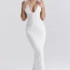 Sophina witte katoenen maxi-jurk met Engelse borduursels