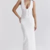 Sophina witte katoenen maxi-jurk met Engelse borduursels