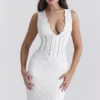 Sophina witte katoenen maxi-jurk met Engelse borduursels