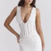Sophina witte katoenen maxi-jurk met Engelse borduursels
