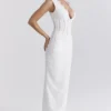 Sophina witte katoenen maxi-jurk met Engelse borduursels