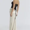 Sorcha zwarte & champagnekleurige maxi-jurk met korset
