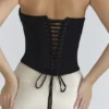 Sorcha zwarte & champagnekleurige maxi-jurk met korset