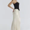 Sorcha zwarte & champagnekleurige maxi-jurk met korset