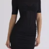Sorrel Zwarte Semi-transparante Midi-jurk