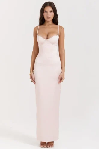 Stefania Soft Peach Korsett-Jurken Maxi-jurk