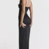 Stefania zwarte korset maxi-jurk