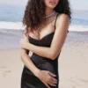 Stefania zwarte korset maxi-jurk