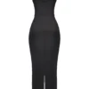 Stefania zwarte korset maxi-jurk