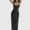 Stefania zwarte korset maxi-jurk