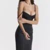 Stefania zwarte korset maxi-jurk