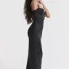 Stefania zwarte korset maxi-jurk